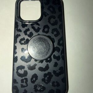 VELVET CAVIAR Black Leopard Phone Case w/POPSOCKET Grip/iPhone 14 pro max